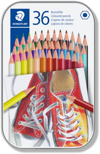 Kleurpotlood Staedtler 175 6kantig assorti blik à 36 kleuren