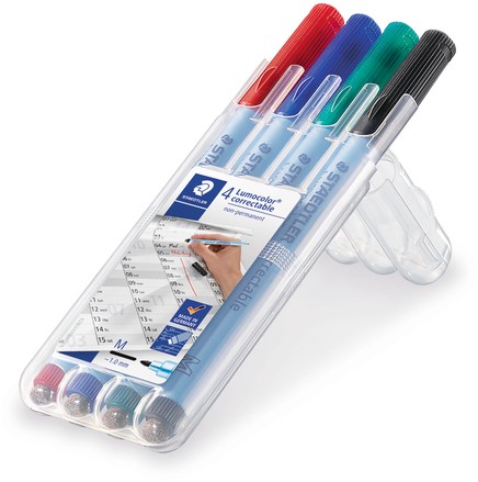 Viltstift Staedtler OHP Lumo M 305 non perm ass 4 Stuk