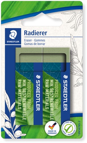 Gum Staedtler Eco 52680 65x23x10mm groen 2 stuks 2 Stuk