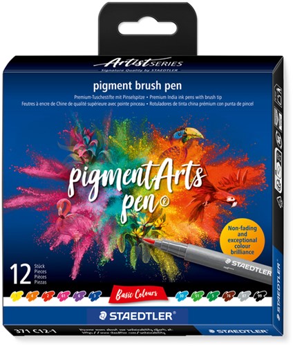 Brushpen Staedtler PigmentArts etui 12 st 12 Stuk