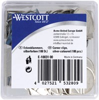 Hoekclips Westcott aluminium zilverkleurig 100 Stuk