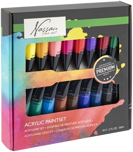 Acrylverf Nassau fine art doos a 18 tubes a 36ml 18 Tube