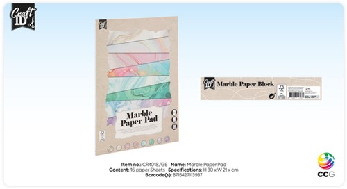 Hobbykarton CraftID A4 175gr marmer 16 vel 16 Vel-1