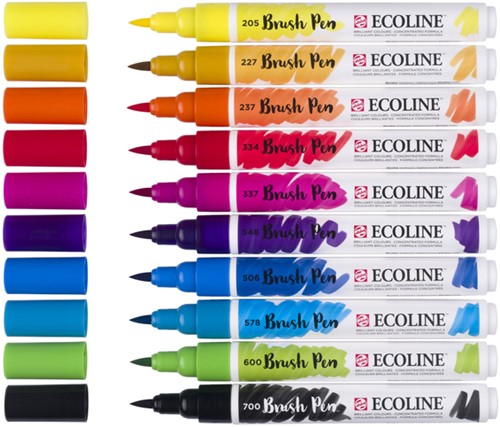 Brushpen Talens Ecoline set 10 stuks primair 10 Stuk-2