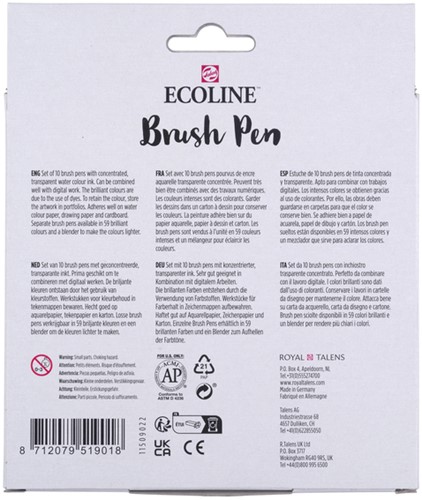 Brushpen Talens Ecoline set 10 stuks primair 10 Stuk-1