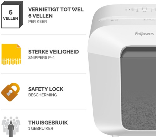 Papiervernietiger Fellowes LX25 4x37mm wit 1 Stuk-3
