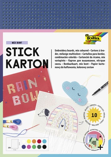 Borduurkaarten Folia 17.5 x x24.5cm 300gr 10v ass 10 Vel