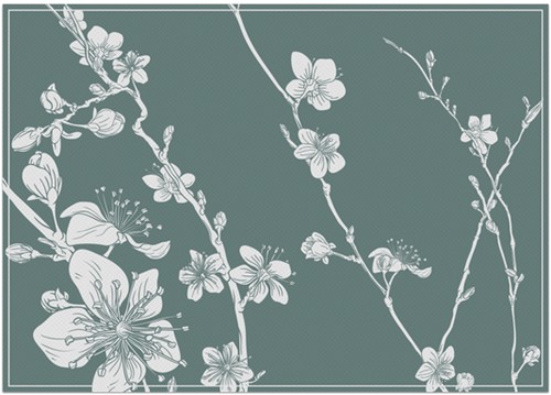 Placemat Abstracte Japanse Kersenbloesem Green 6 Stuk