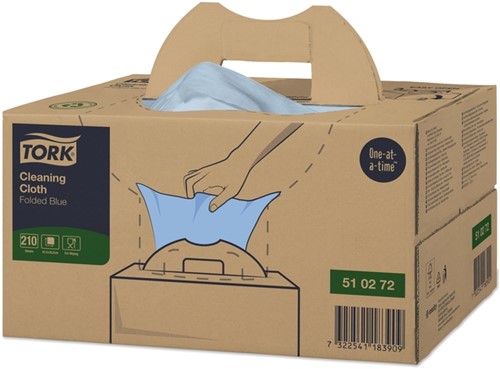 Reinigingsdoek Tork W7 Premium dispenserdoos 1-laags 210 vel blauw 510272