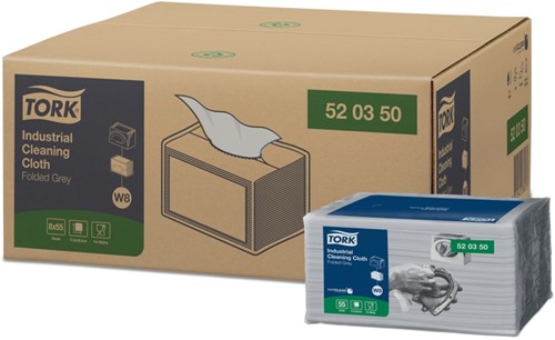 Reinigingsdoek Tork W8 Industrial 1laags grijs 55 Vel-3
