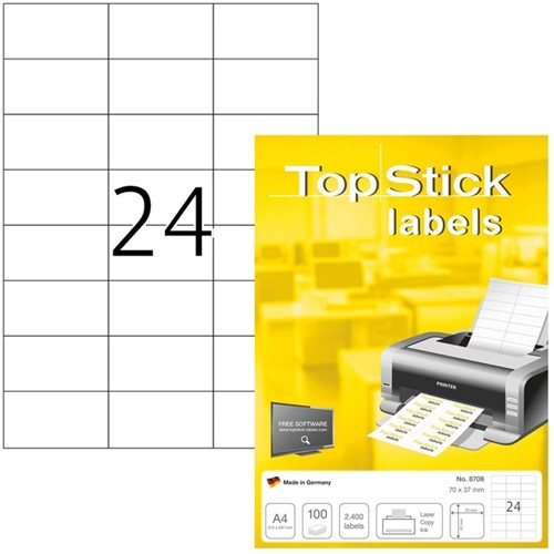 TopStick-etiketten 70x37mm 2400 etiketten 100 Vel