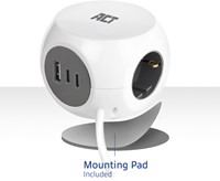 Stekkerblok ACT 3 voudig  inclusief 2x USB C/A 1.5 meter wit/grijs-8