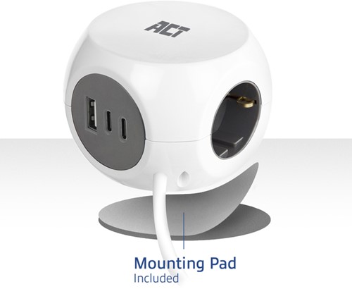 Stekkerblok ACT 3vdig incl 2x USB C/A wt/gs 1 Stuk-15