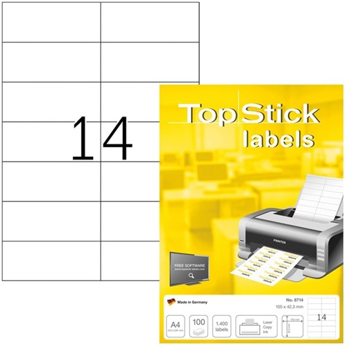 TopStick-etiketten 105x42.3mm 1400 etiketten 100 Vel