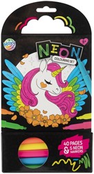 Colouring Book 15x15 cm 40 sheets 5 neon markers 1 Stuk