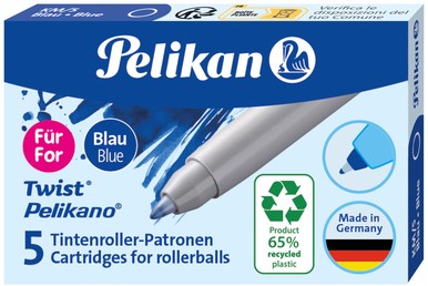 Rollervulling Pelikan ECO KM/5 blauw 0.3mm 5 Doos