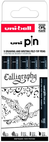 Fineliner Uni-ball Pin Calligraphie assorti 5 Stuk