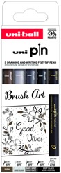 Fineliner Uni-ball Pin Brush Art assortui 5 Stuk