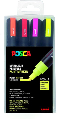 Paintmarker Uni POSCA PC5M M fluor 4st assorti 4 Stuk