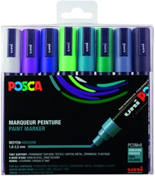Paintmarker Uni POSCA PC5M M 8st koele kleuren 8 Stuk