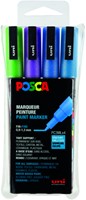Paintmarker Uni POSCA PC3M F 4st glitter koel 4 Stuk