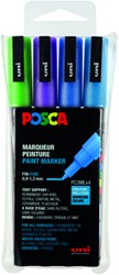 Paintmarker Uni POSCA PC3M F 4st glitter koel 4 Stuk