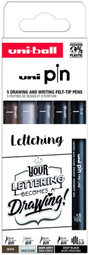 Fineliner Uni-ball Pin Musthave Handlettering ass 5 Stuk