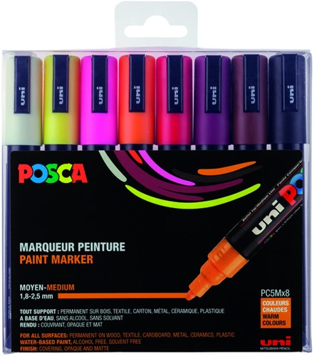 Paintmarker Uni POSCA PC5M M 8st  warme kleuren 8 Stuk