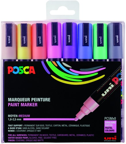Paintmarker Uni POSCA PC5M M 8st pastel kleuren 8 Stuk