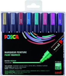 Paintmarker Uni POSCA PC5M M 8st metallic kleuren 8 Stuk
