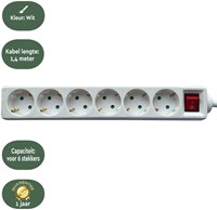 Stekkerdoos BRASQ  6 voudig 1.4 meter wit 1 Stuk-3