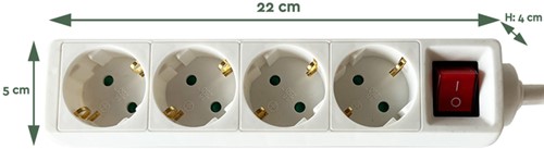 Stekkerdoos BRASQ  4 voudig 3 meter wit 1 Stuk-2