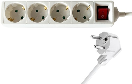 Stekkerdoos BRASQ  4 voudig 3 meter wit 1 Stuk-1