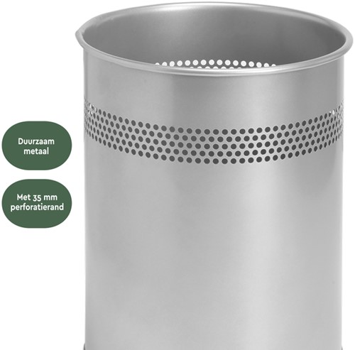 Papierbak BRASQ 15 liter zilver 1 Stuk-1