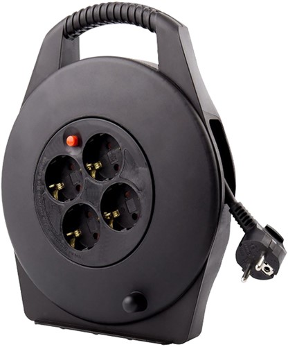 Kabelhaspel BRASQ  4 voudig 15 meter zwart 1 Stuk