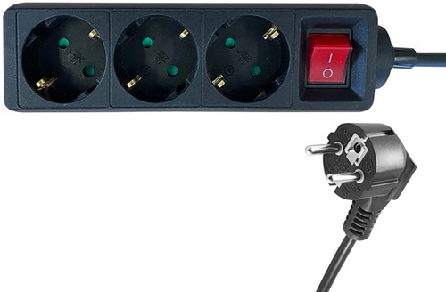 Stekkerdoos BRASQ  3 voudig 1.4 meter zwart 1 Stuk-1