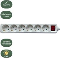 Stekkerdoos BRASQ  6 voudig 3 meter wit 1 Stuk-3
