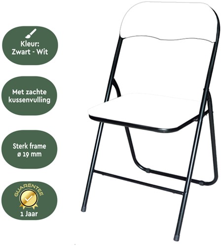 Klapstoel BRASQ FC100 Wit-zwart 1 Stuk-3