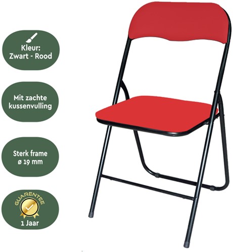 Klapstoel BRASQ FC100 rood-zwart 1 Stuk-3