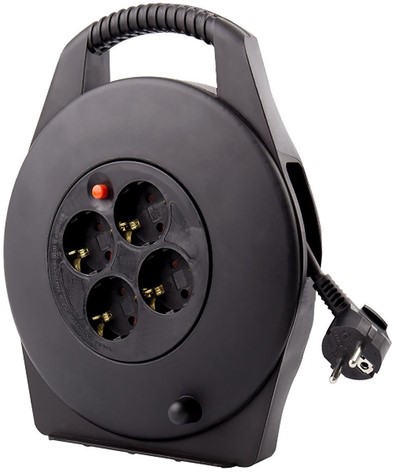 Kabelhaspel BRASQ  4 voudig 10 meter zwart 1 Stuk