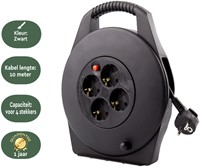 Kabelhaspel BRASQ  4 voudig 10 meter zwart 1 Stuk-3