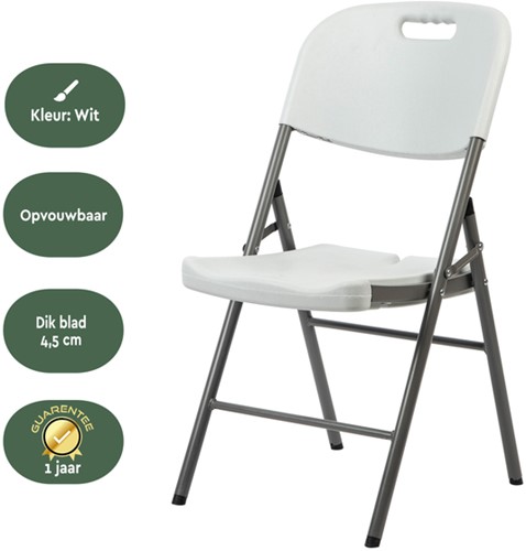 Klapstoel BRASQ FC200 wit-rvs 1 Stuk-3