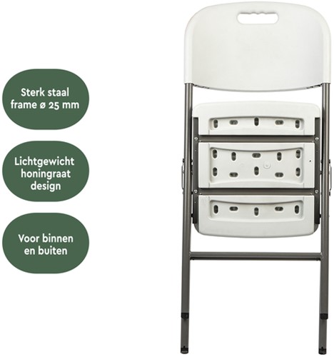 Klapstoel BRASQ FC200 wit-rvs 1 Stuk-1