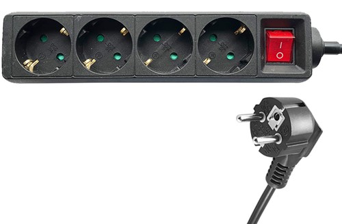 Stekkerdoos BRASQ  4 voudig 3 meter zwart 1 Stuk-5