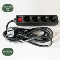 Stekkerdoos BRASQ  4 voudig 3 meter zwart 1 Stuk-1