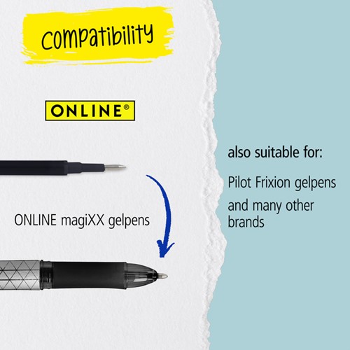 Gelschrijvervulling Online Magixx medium turquoise blister à 3 stuks-3