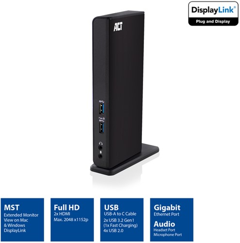 USB-C docking station voor 1 HDMI USB A/C Netwerk 1 Stuk-3