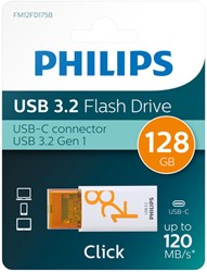 USB stick 3.2 Philips Click USB-C 128GB oranje 1 Stuk
