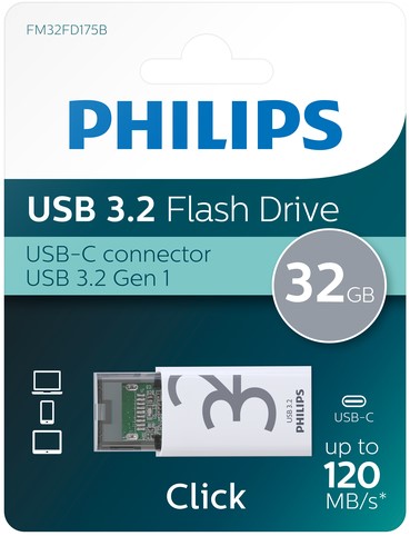 Philips USB 32GB USB-C Click Shadow Grey 1 Stuk