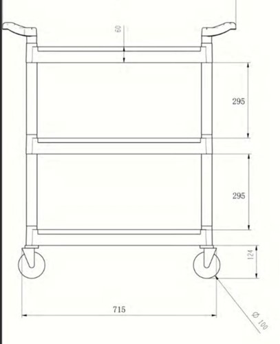 Serveerwagen Vogue polypropyleen 95x82.5 cm 1 Stuk-2